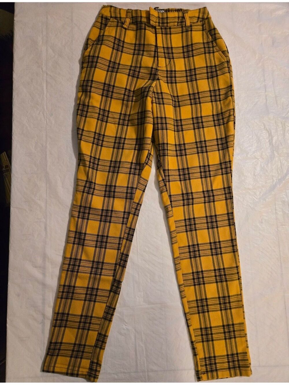 Hot Topic Yellow Plaid Pants XS Y2K Emo Punk Grunge Goth - Picture 1 of 6